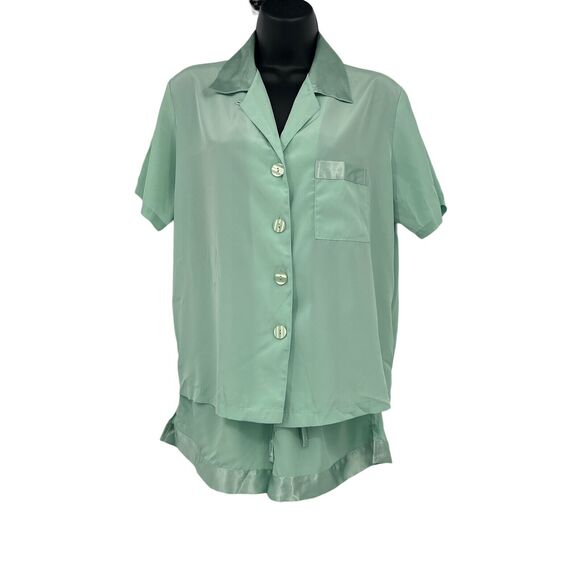 Victoria's Secret Vintage Mint Green Satin‎ Pajama Set Size Small - Picture 1 of 5